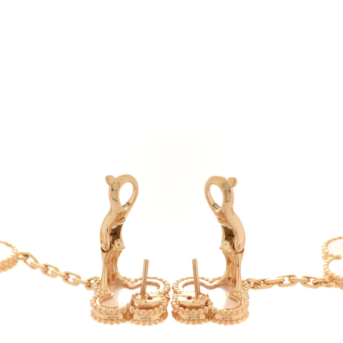 18K Yellow Gold Mother of Pearl 2 Motifs Magic Alhambra Earrings