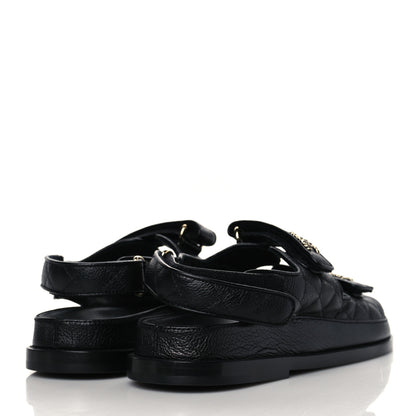 Chanel Grained Calfskin Velcro Dad Sandals 38.5 Black 4 of 9