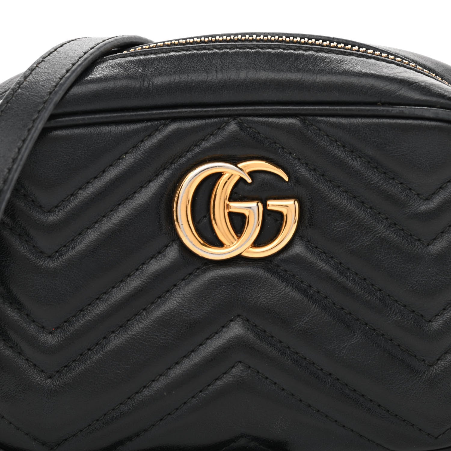 Gucci Calfskin Matelasse Mini GG Marmont Chain Shoulder Bag Black 8 of 17