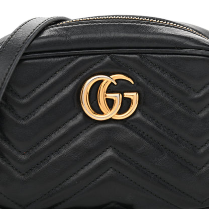 Gucci Calfskin Matelasse Mini GG Marmont Chain Shoulder Bag Black 8 of 17