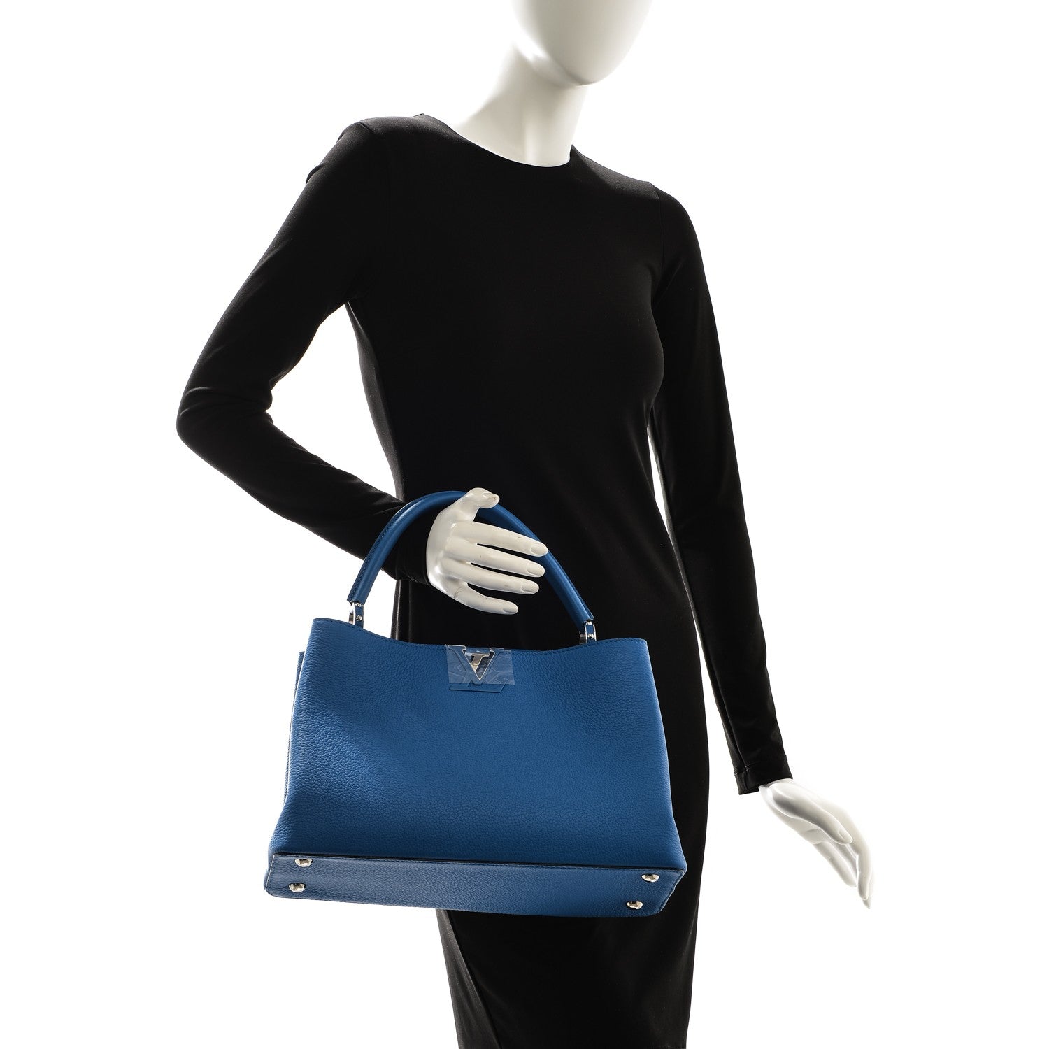 Louis Vuitton Taurillon Capucines MM Electric Blue 2 of 6