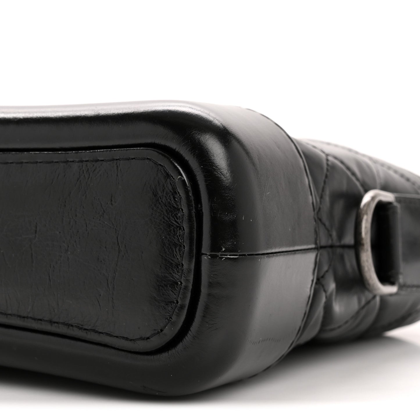 Aged Calfskin Quilted Small Gabrielle Hobo Black
