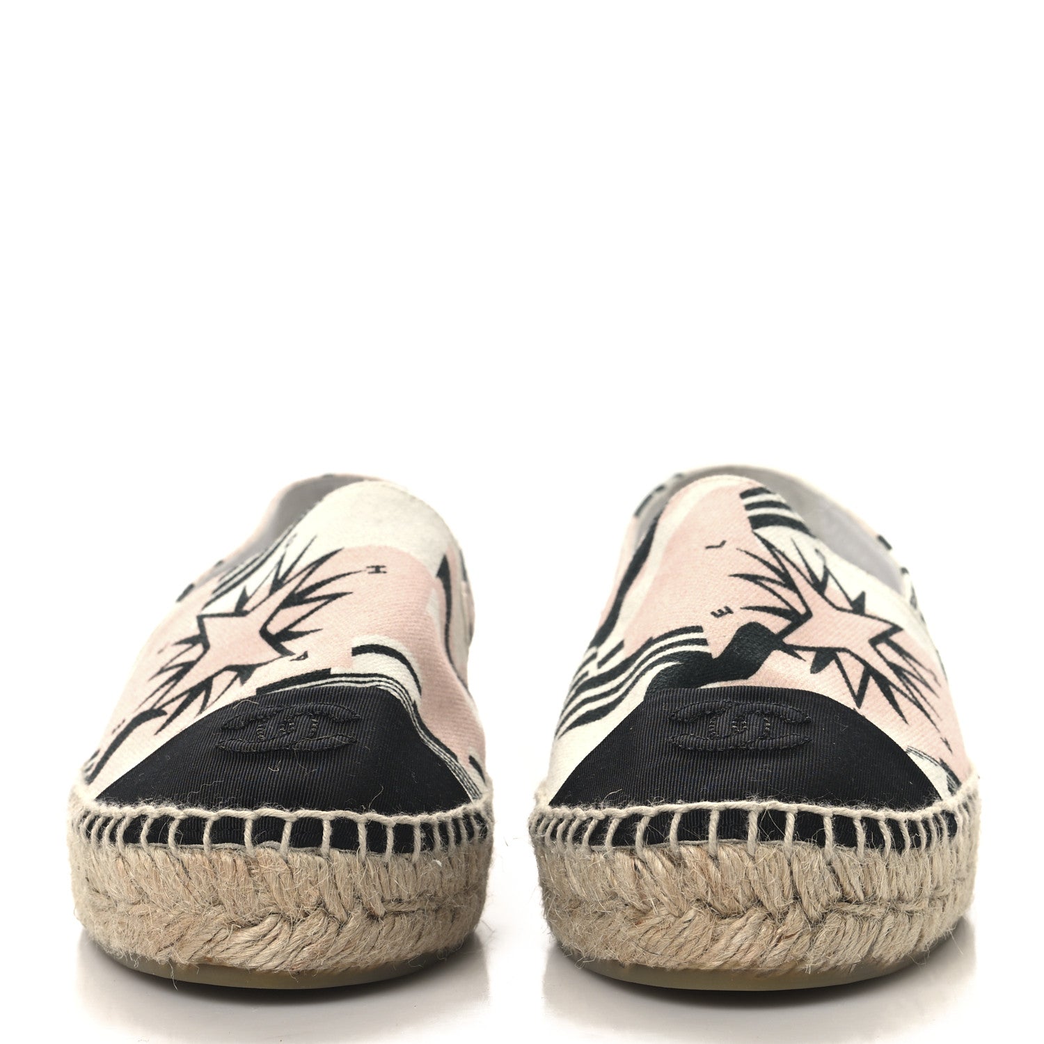 Chanel Fabric CC Espadrilles 38 Pink White Black 3 of 10