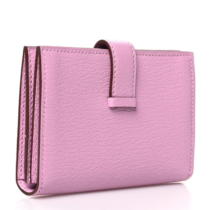 Hermes Chevre Mysore Bearn Card Holder Wallet Mauve Sylvestre 3 of 10