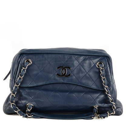 Chanel Lambskin Quilted Small Camera Case Dark Navy Blue 1 of 7