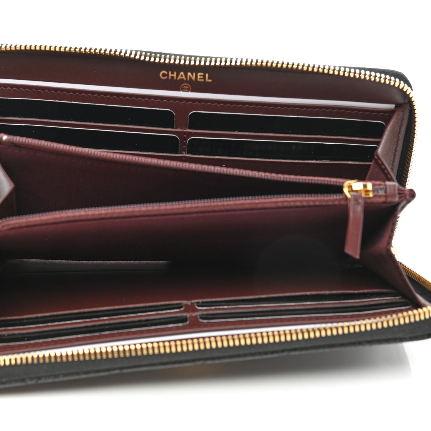 Caviar Quilted Large Gusset Zip Around Wallet Black