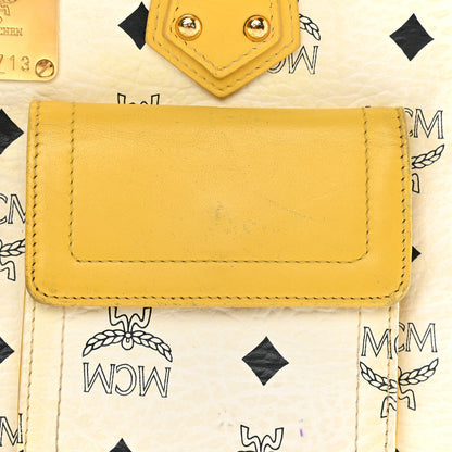 MCM Visetos Satchel White Yellow 12 of 16