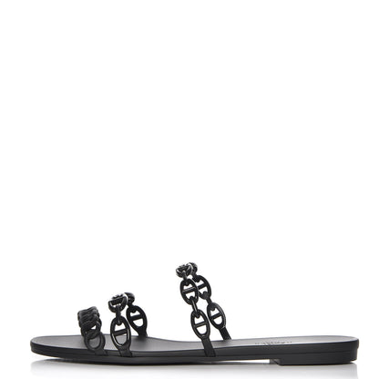 Hermes Rubber Chaine d'Ancre Rivage Sandals 40 Black 1 of 8