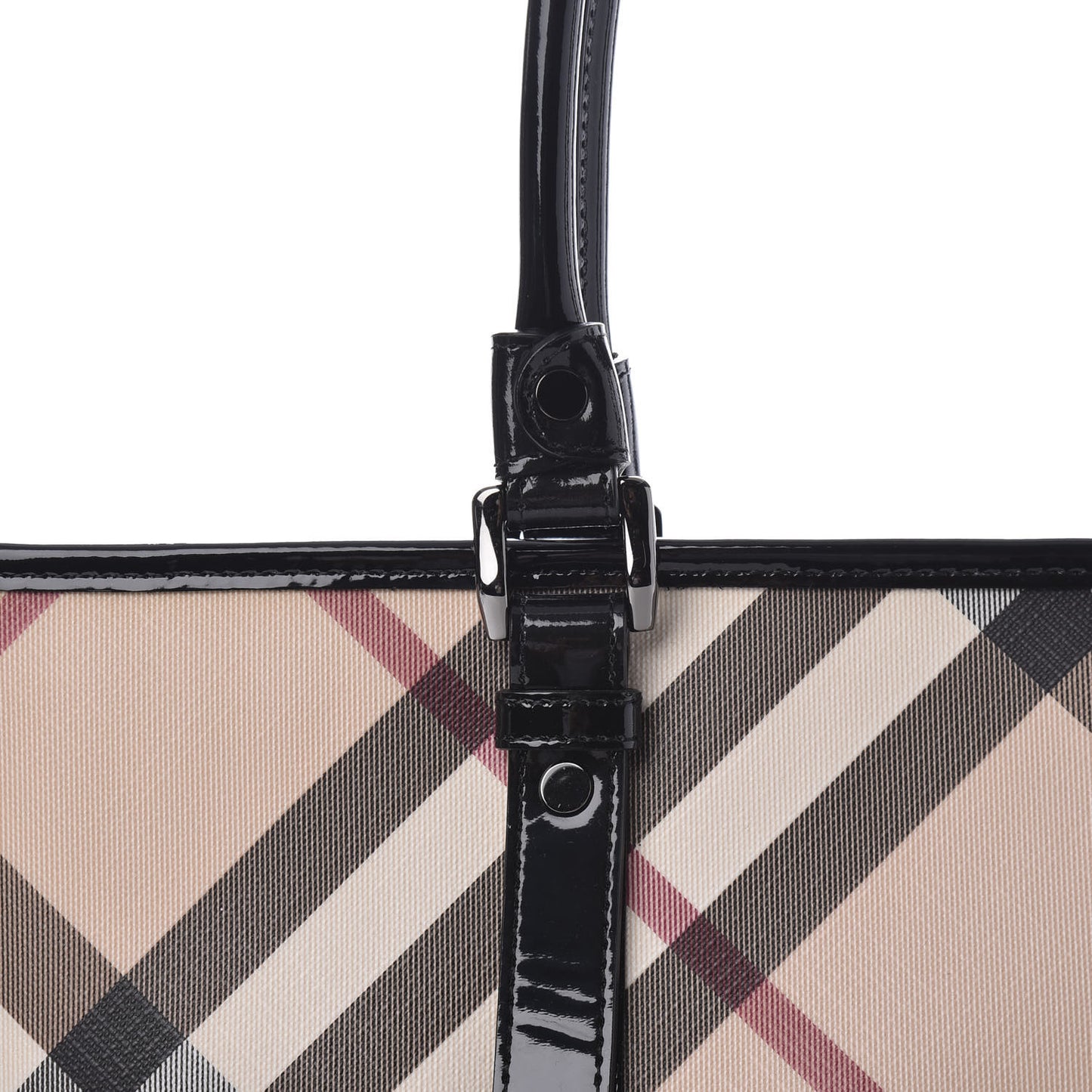 Patent Supernova Check Medium Denham Tote Black