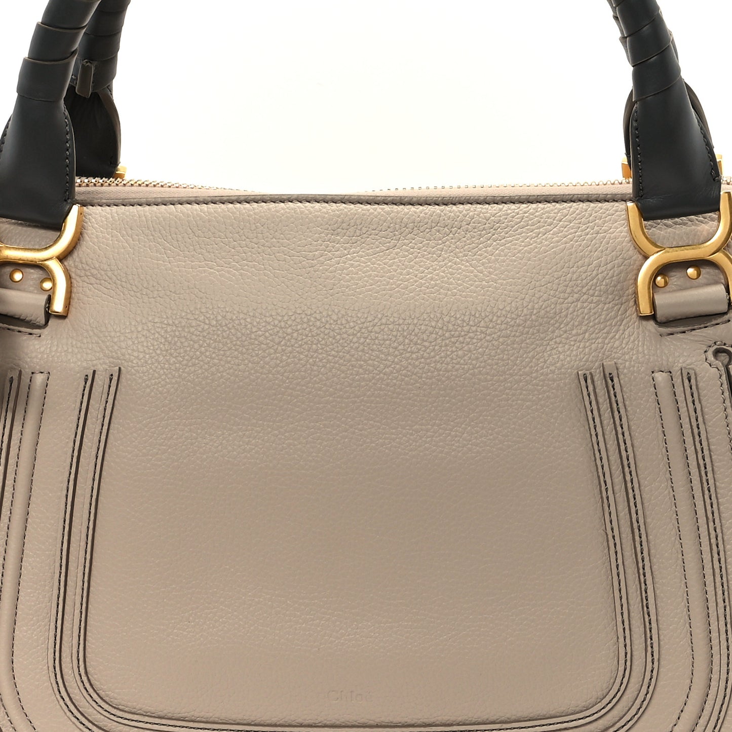 Calfskin Braided Large Marcie Double Carry Floral Grey