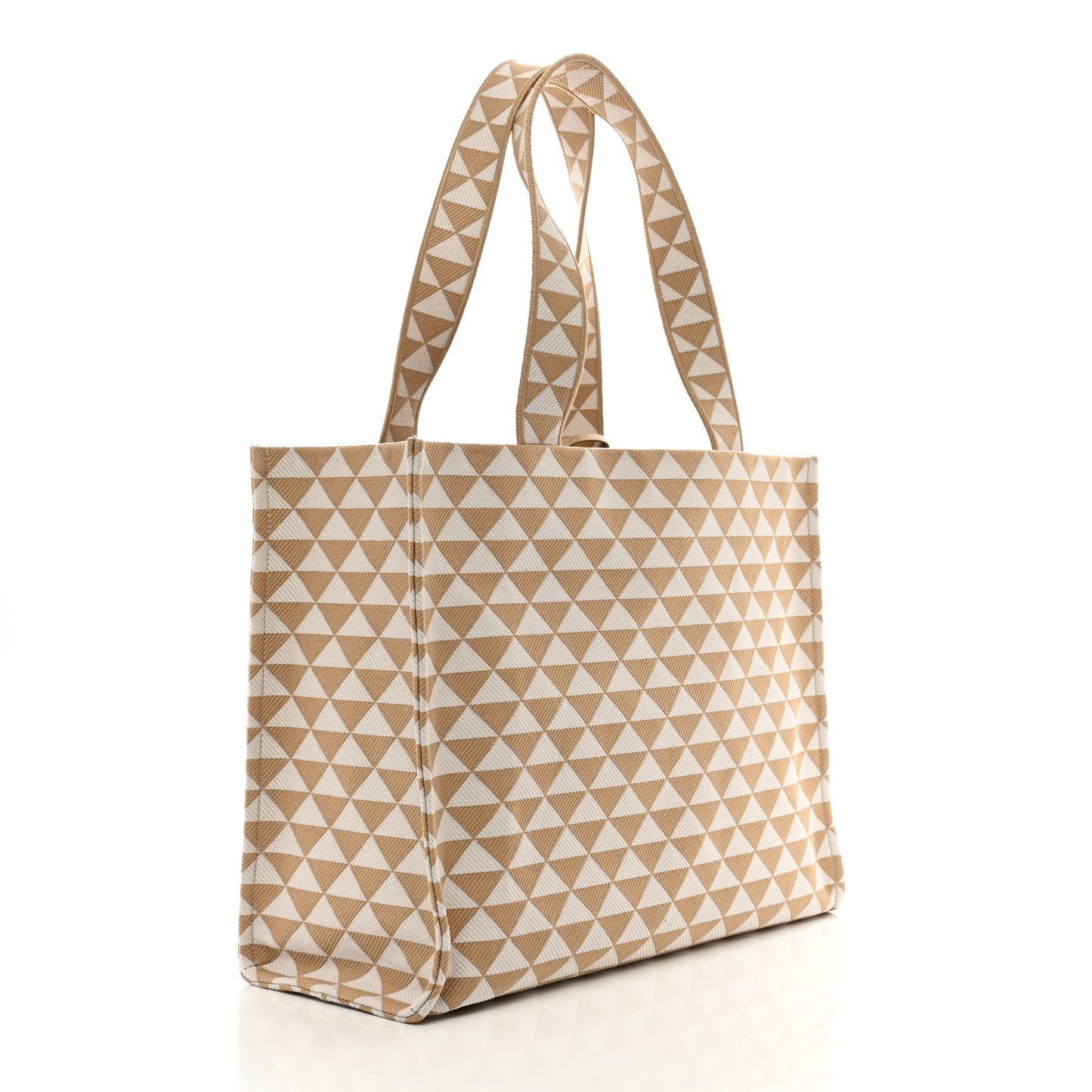Jacquard Saffiano Triangolo Symbole Embroidered Shopping Tote Corda Talco