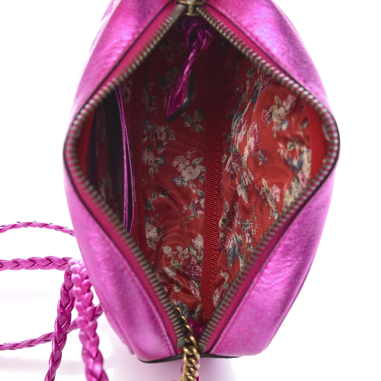 Gucci Laminated Nappa Trapuntata Mini Zumi Shoulder Bag Fuxia 7 of 9