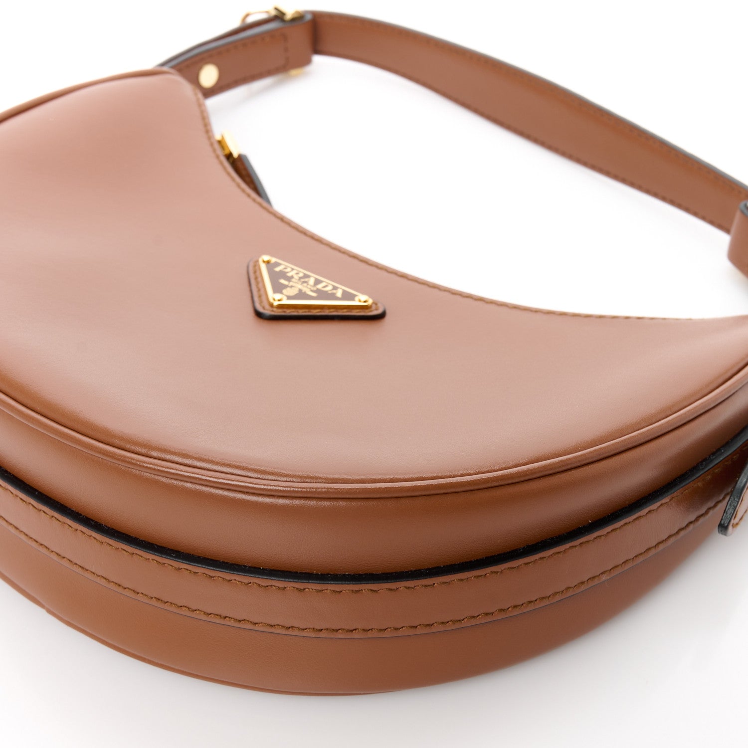 Prada Soft Calfskin Arque Shoulder Bag Cognac 11 of 11