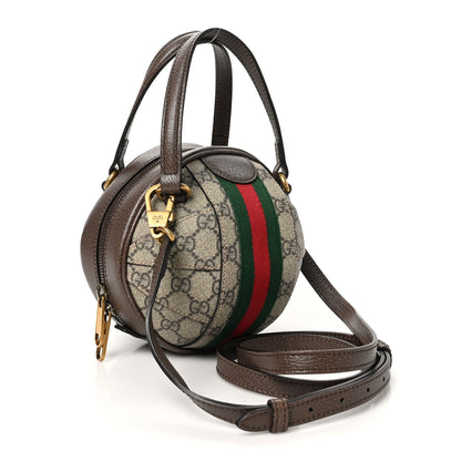 Gucci GG Supreme Monogram Textured Dollar Calfskin Web Mini Ophidia Basketball Shaped Shoulder Bag Beige Ebony New Acero 3 of 10