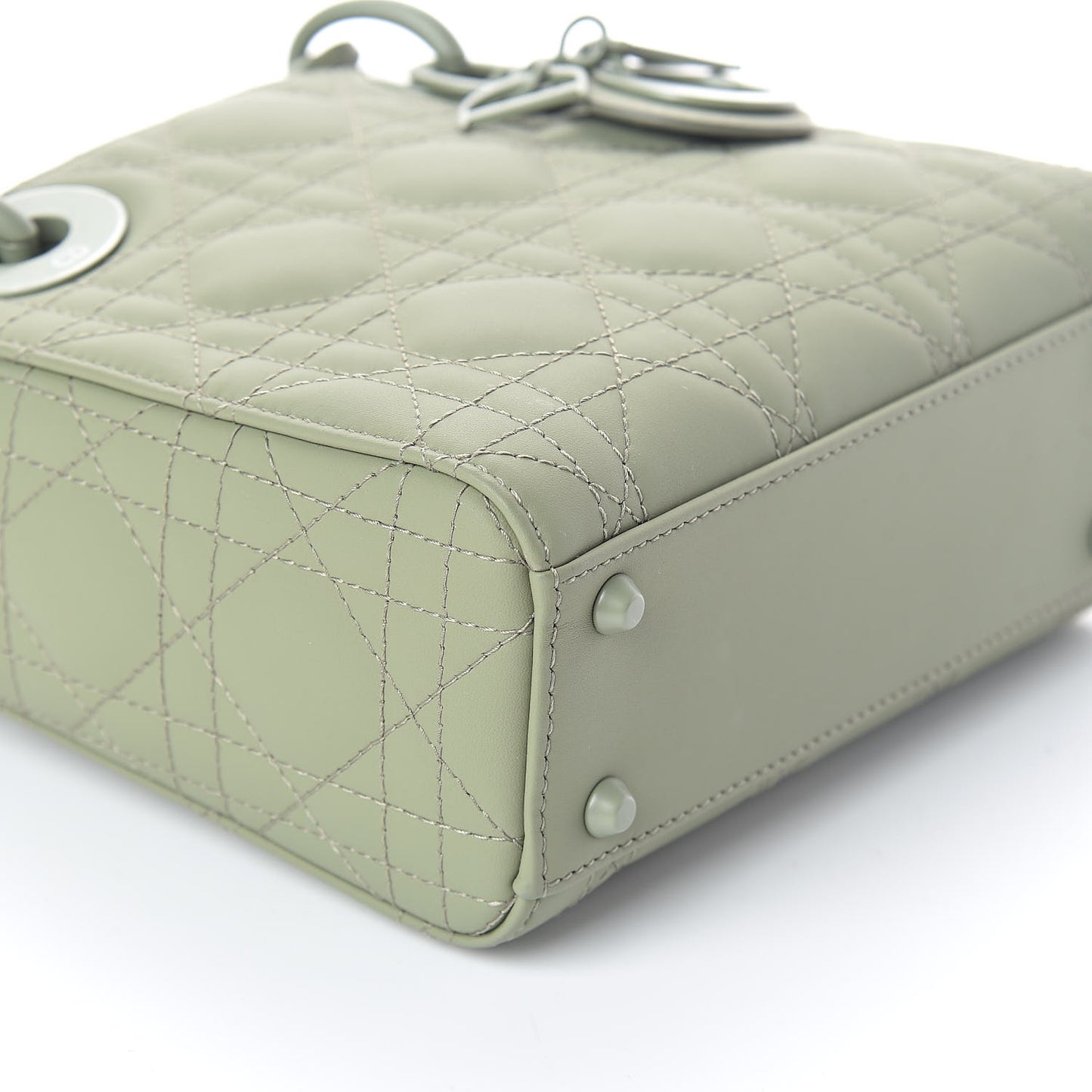 Ultra Matte Calfskin Cannage Mini Lady Dior Green