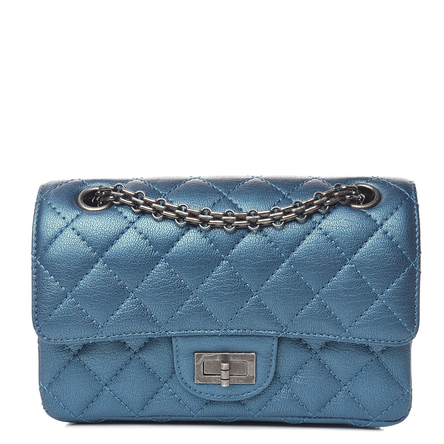 Chanel Metallic Sheepskin Quilted 2.55 Reissue Mini Flap Blue 1 of 12