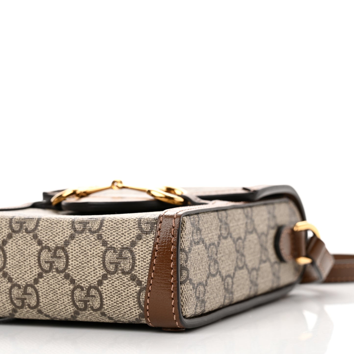 GG Supreme Monogram Mini Horsebit 1955 Crossbody Bag Beige Brown Sugar