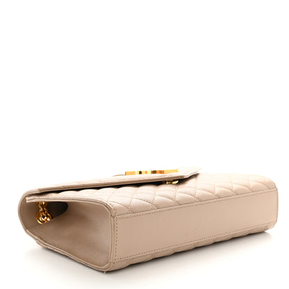 Saint Laurent Grain De Poudre Textured Mixed Matelasse Medium Triquilt Monogram Satchel Dark Beige 4 of 10