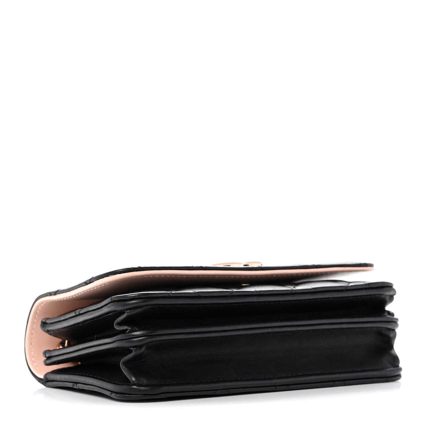Lambskin Quilted Mini Wallet on Chain WOC Black Pink