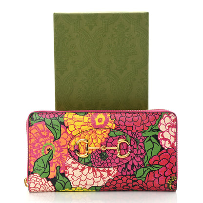 Gucci X KEN SCOTT Shangai Calfskin Pomponica Print Horsebit 1955 Zip Around Wallet Multicolor Fuxia Pompon 8 of 8