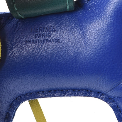 Hermes Milo Lambskin Grigri Rodeo Horse Bag Charm PM Bleu Electrique Lime Malachite 3 of 5