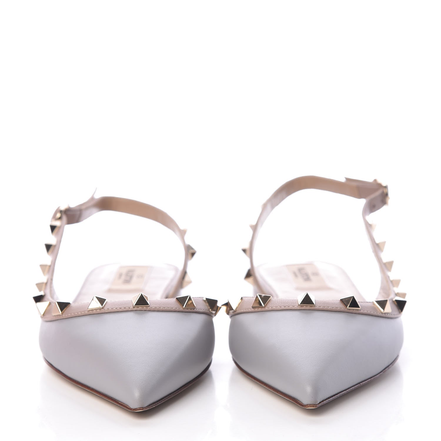 Valentino Garavani Nappa Rockstud Slingback Flats 37 Pastel Grey Poudre 2 of 9