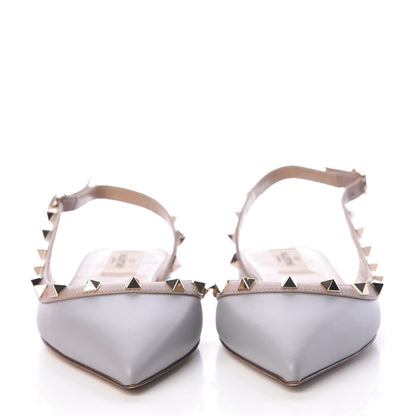 Valentino Garavani Nappa Rockstud Slingback Flats 37 Pastel Grey Poudre 2 of 9