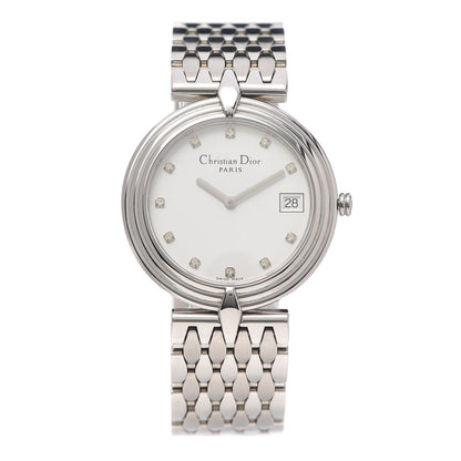 Christian Dior Stainless Steel Diamond 30mm Round Quartz Watch 1 of 5