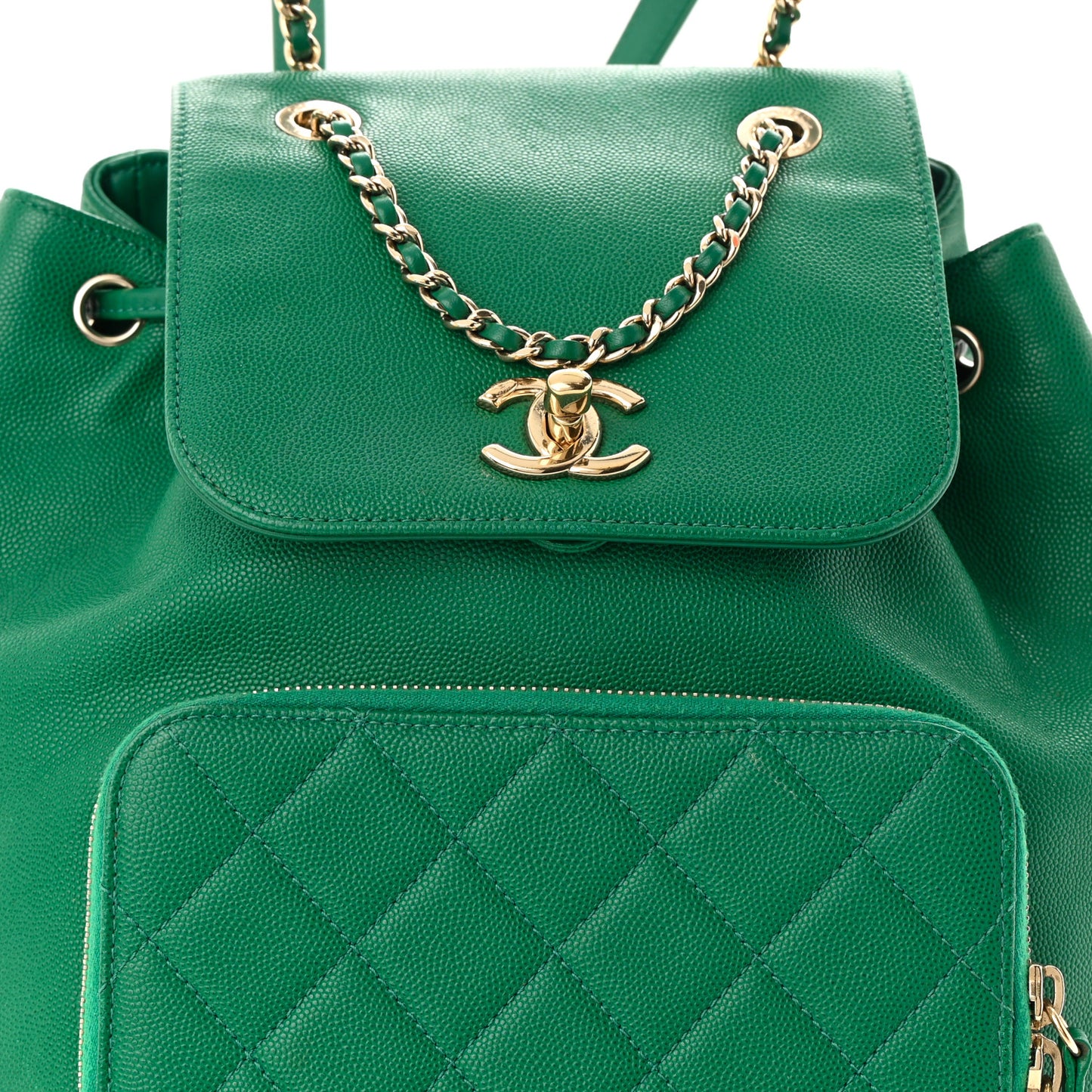 Caviar Quilted Business Affinity Backpack Green