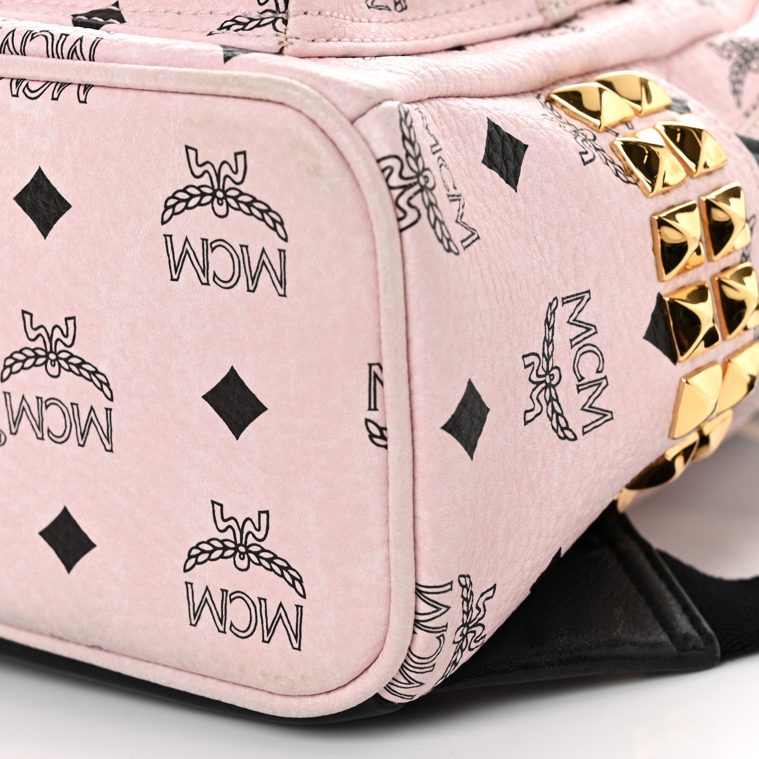 MCM Visetos Side Stud Mini Stark Backpack Pink Black 11 of 13