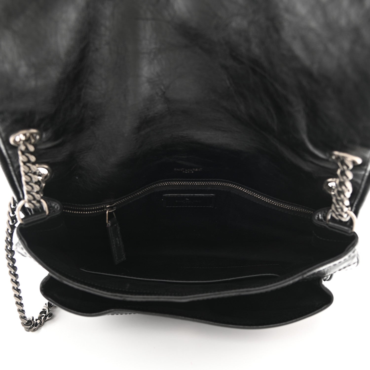 Saint Laurent Crinkled Calfskin Matelasse Monogram Large Niki Chain Satchel Black 5 of 8