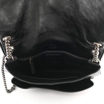 Saint Laurent Crinkled Calfskin Matelasse Monogram Large Niki Chain Satchel Black 5 of 8