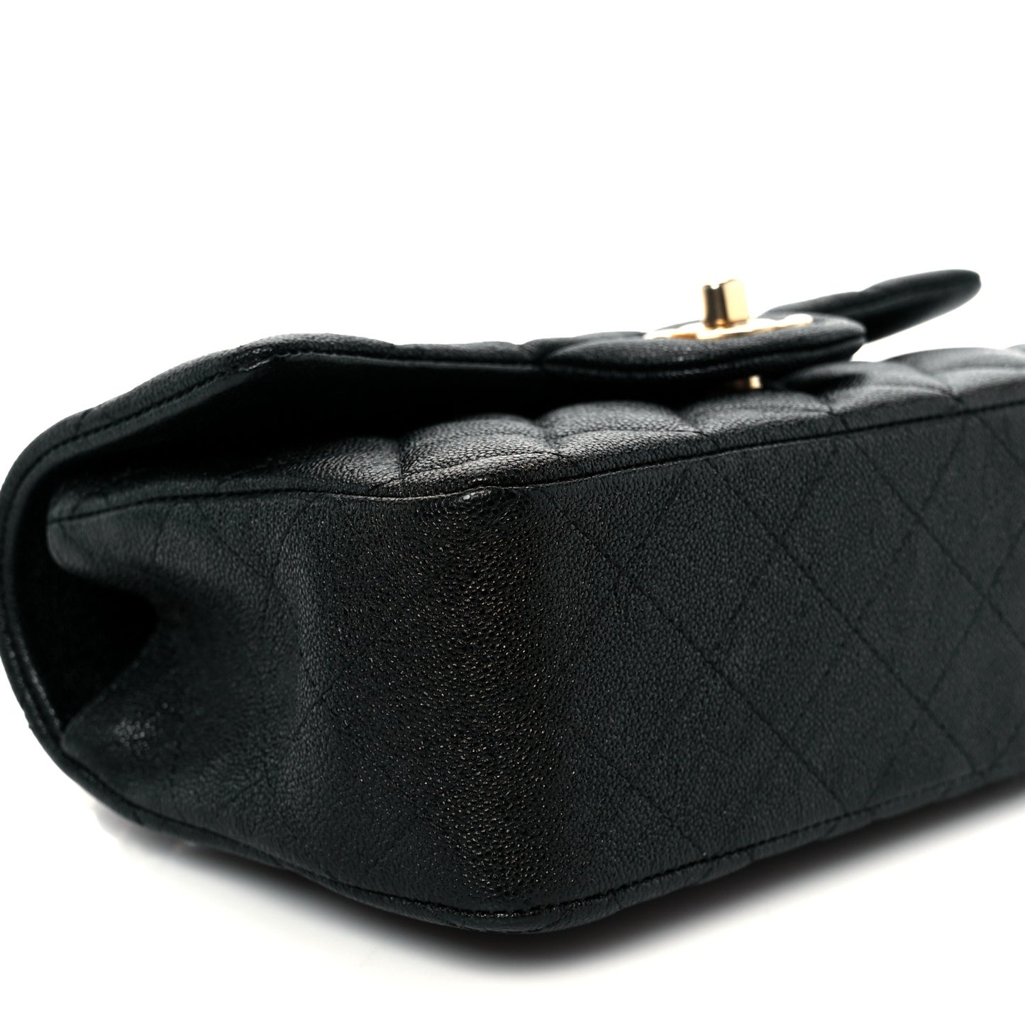 Caviar Quilted Mini Top Handle Rectangular Flap Black