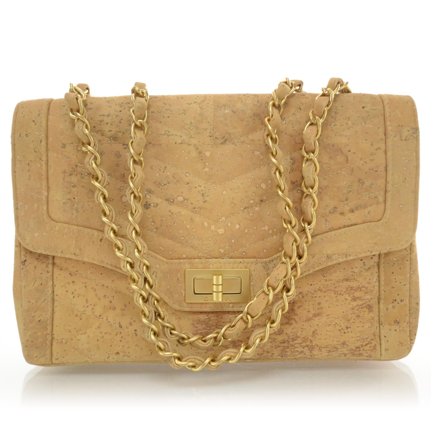 Chanel Cork Chevron Quilted Small Mademoiselle Flap Beige 1 of 8