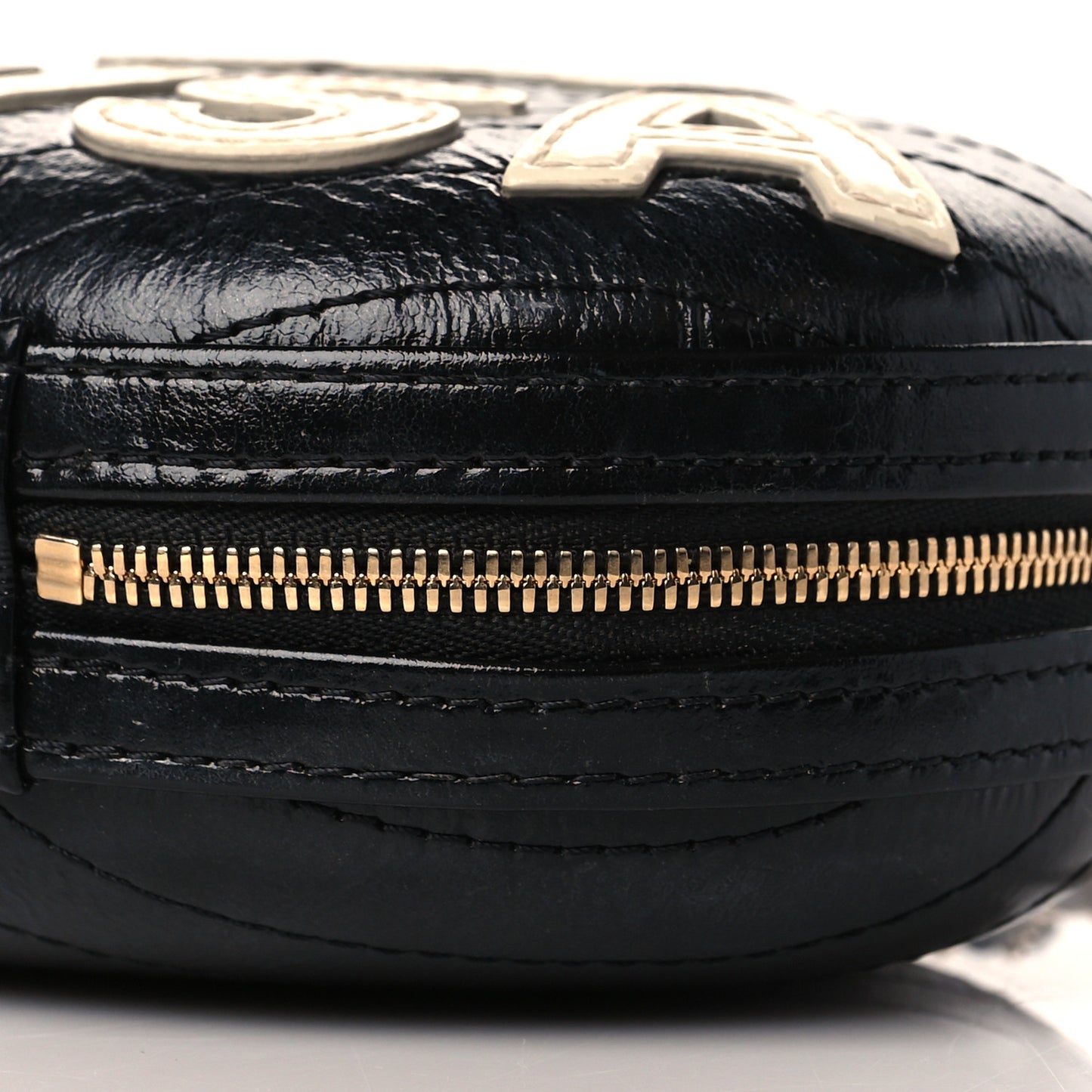 Lambskin Embroidered Chevron Quilted La Pausa Tassel Clutch Black