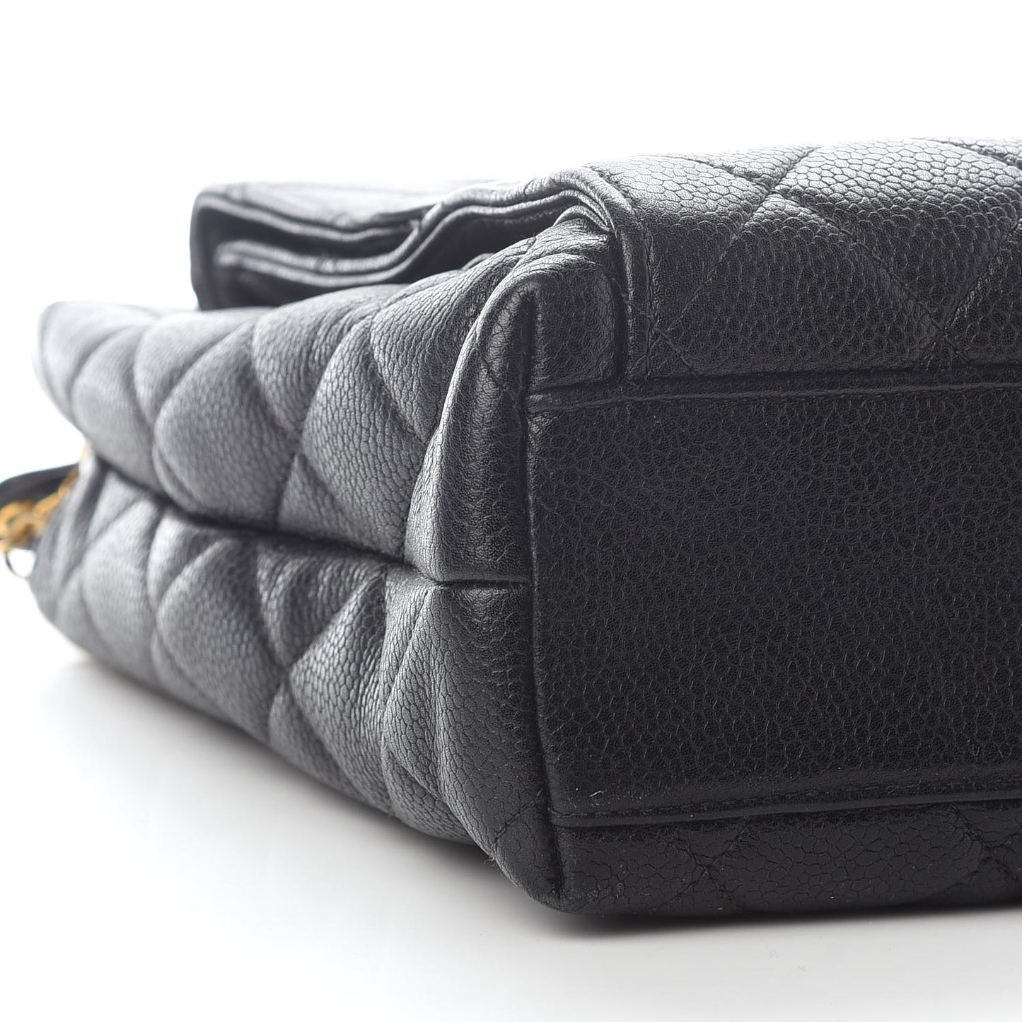 Caviar Quilted Flap Shoulder Bag Black