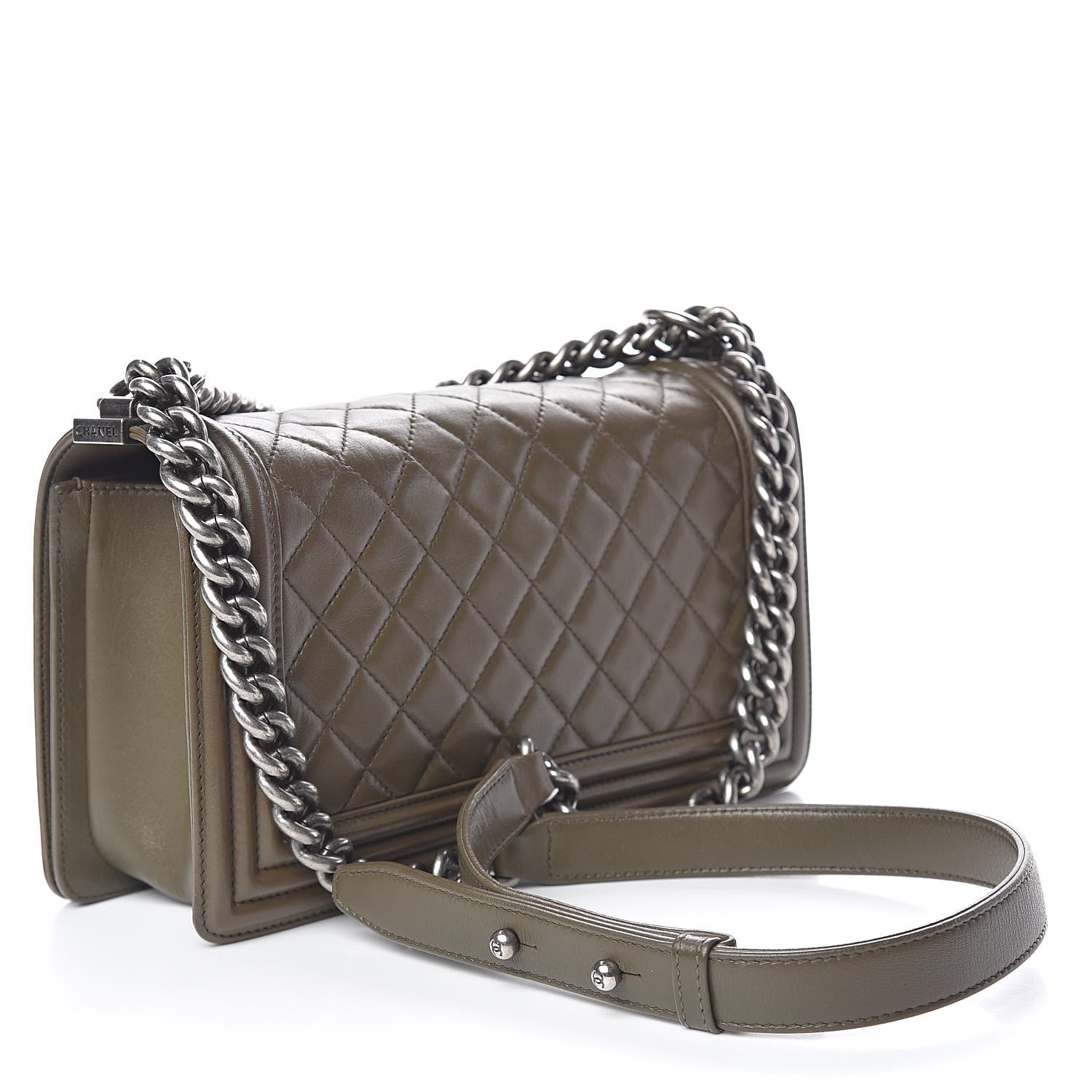 Chanel Lambskin Quilted Medium Boy Flap Khaki 3 of 17