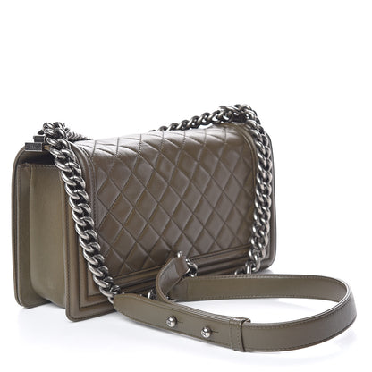 Chanel Lambskin Quilted Medium Boy Flap Khaki 3 of 17