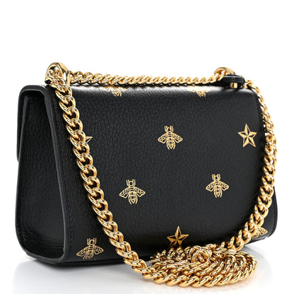 Gucci Grained Calfskin Bee Star Small Padlock Shoulder Bag Black 3 of 12