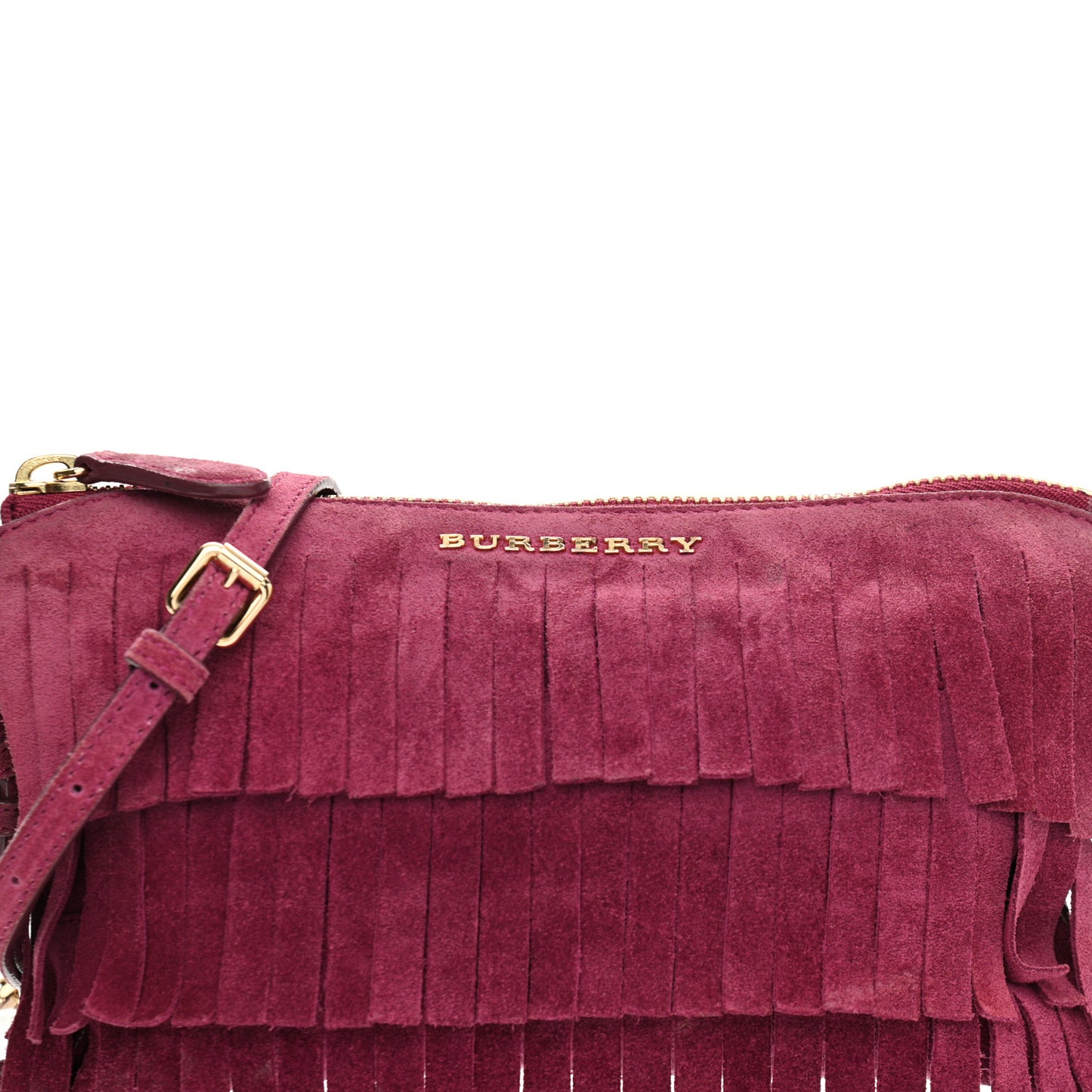 Suede Fringe Peyton Crossbody Clutch Bag Dark Plum