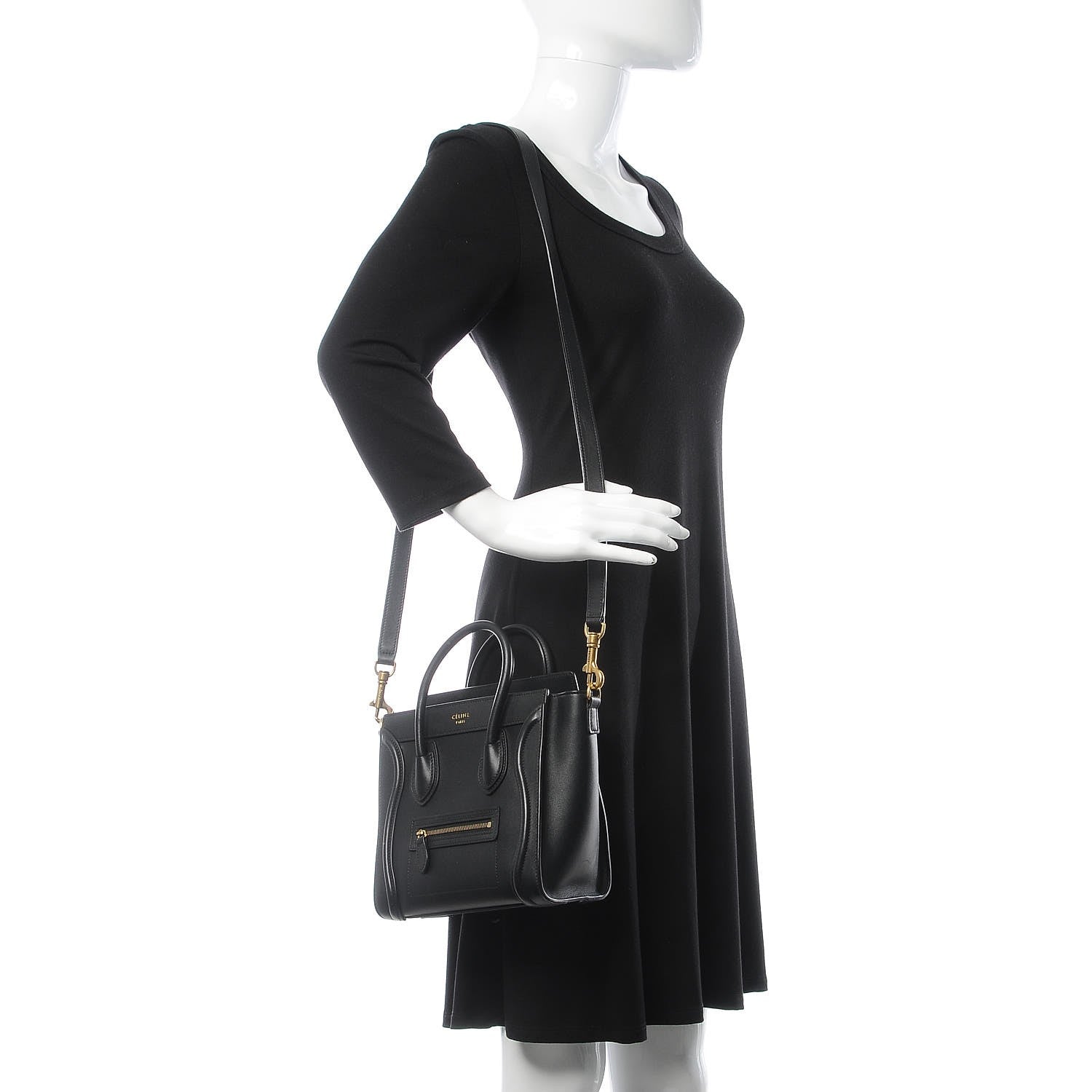 Celine Smooth Calfskin Nano Luggage Black 2 of 8