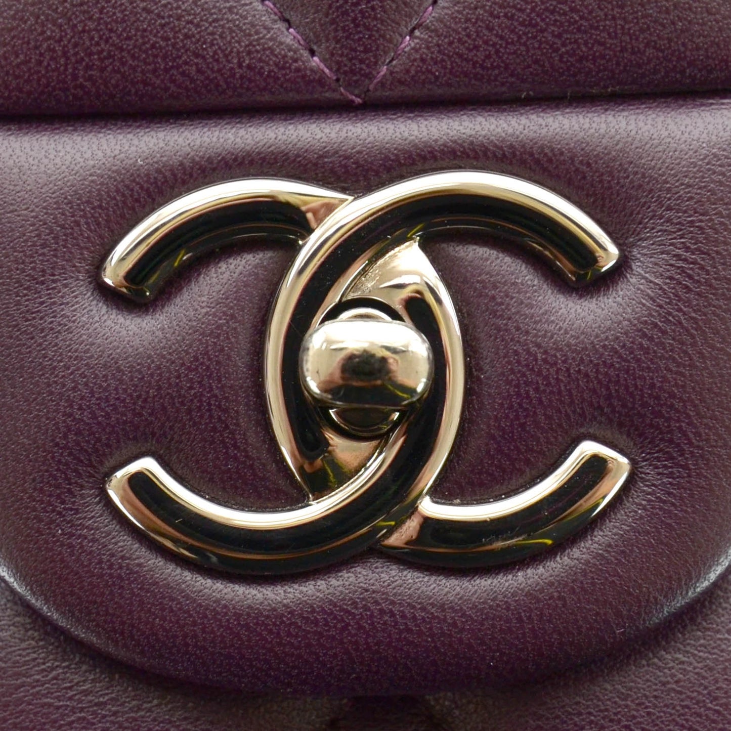 Lambskin Quilted Maxi Flap Plum