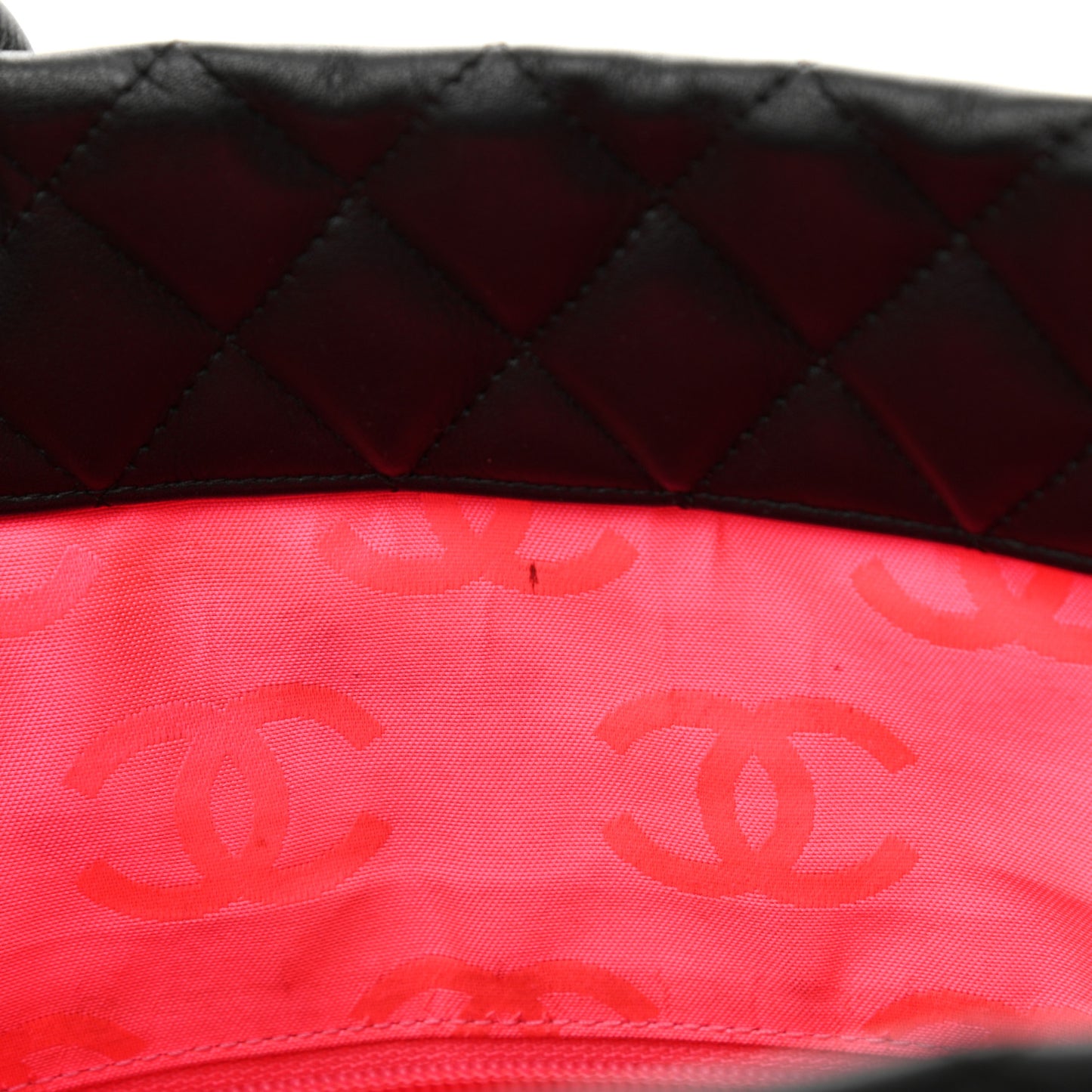 Calfskin Quilted Large Cambon Tote Black