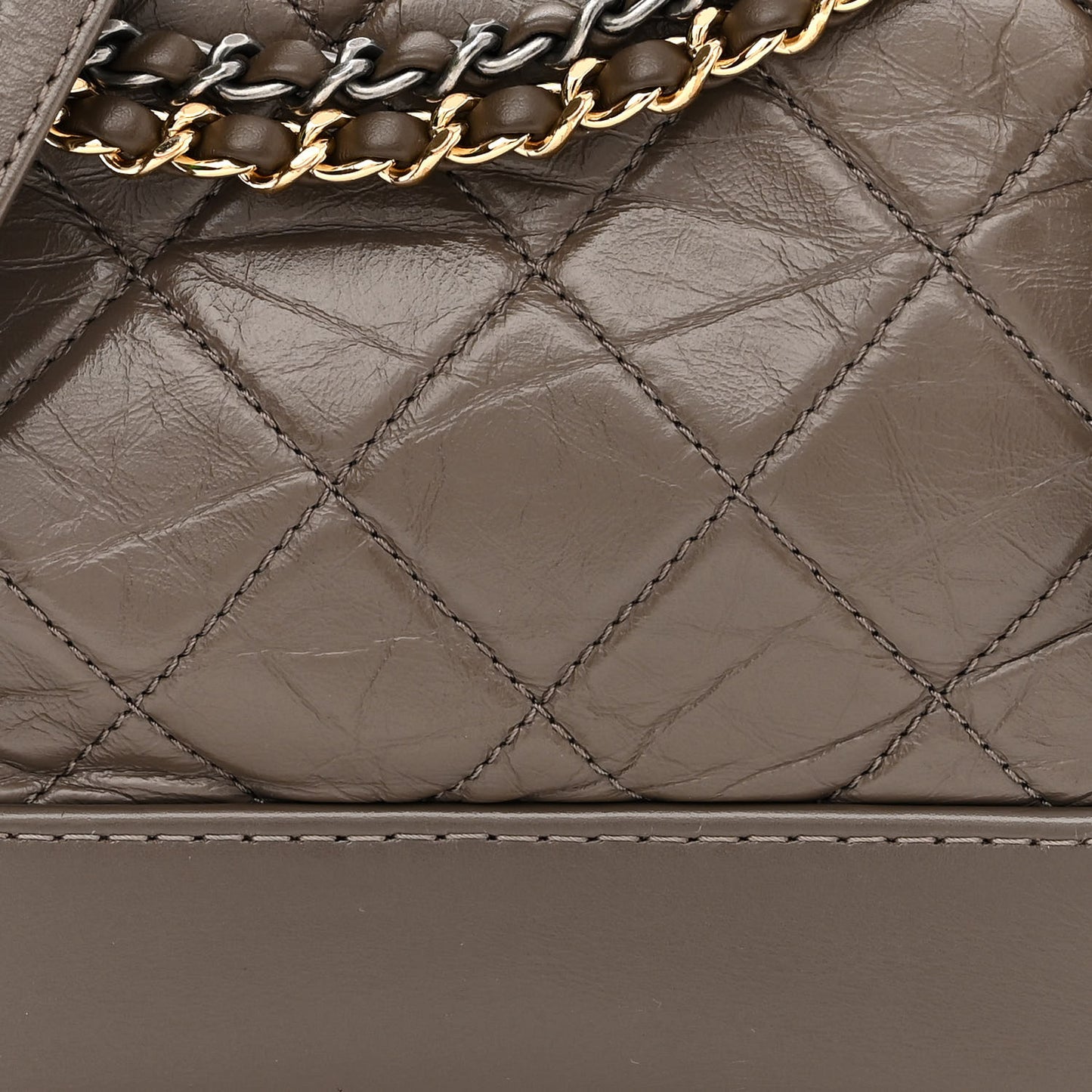 Aged Calfskin Quilted Small Gabrielle Hobo Grey