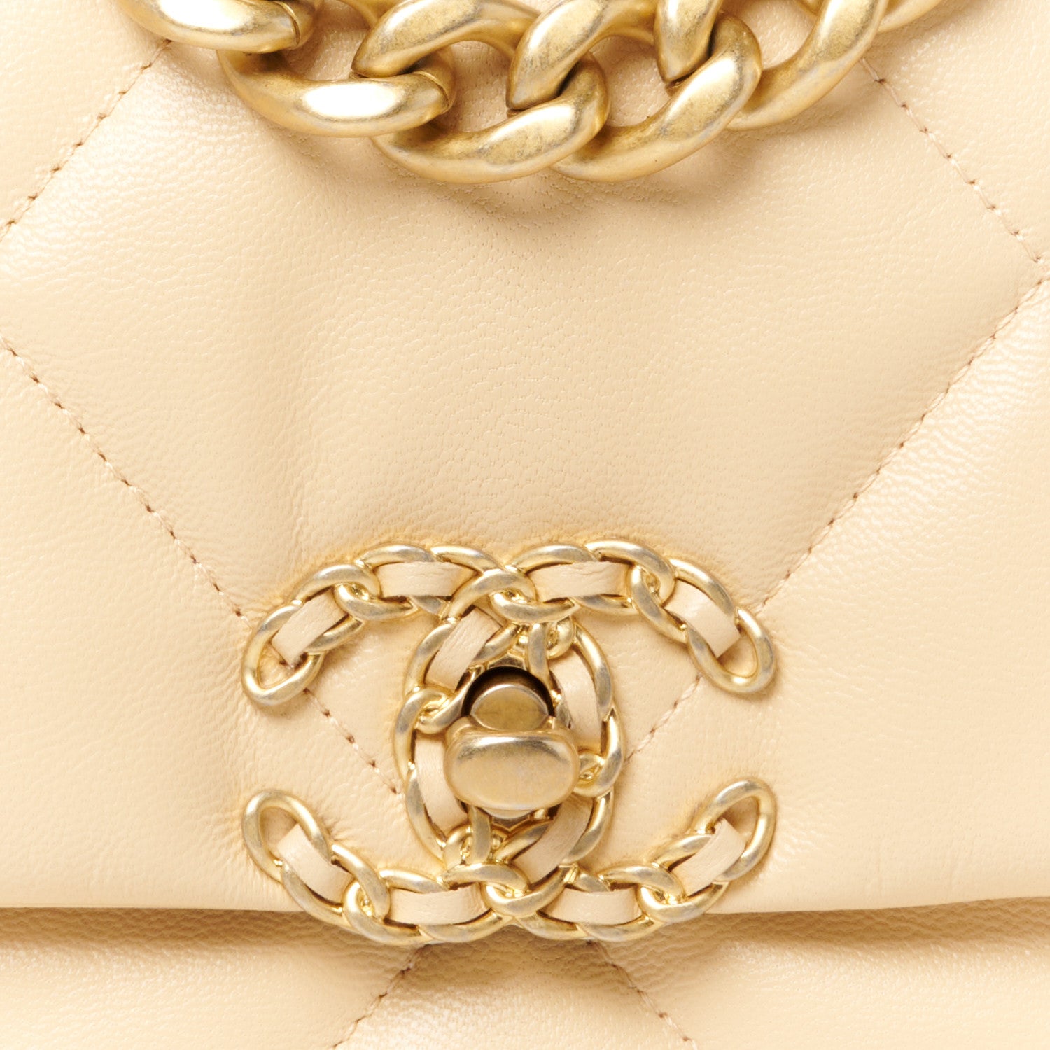 Chanel Shiny Goatskin Quilted Medium Chanel 19 Flap Beige 8 of 11