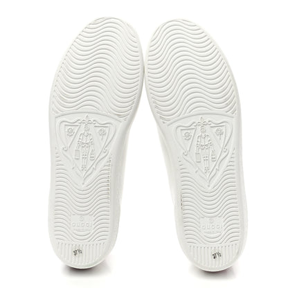 Gucci Calfskin Interlocking G Perforated Womens Ace Sneakers 37.5 White Hibiscus Red 5 of 8