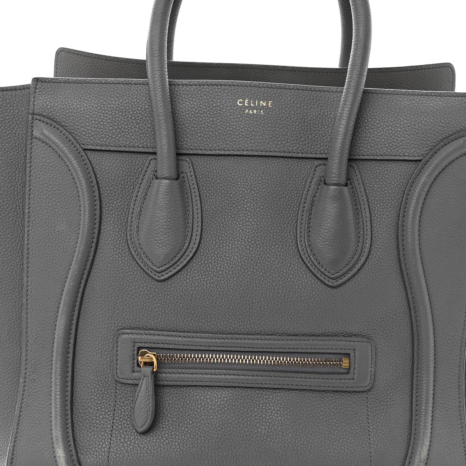 Celine Drummed Calfskin Mini Luggage Kohl 7 of 15