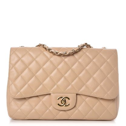 Chanel Caviar Quilted Jumbo Single Flap Beige Clair 1 of 7