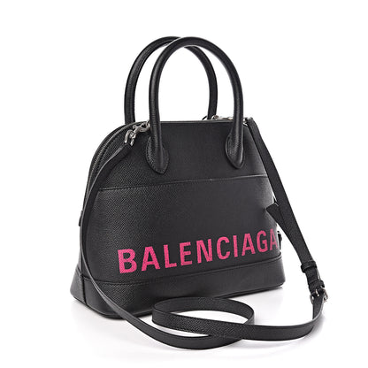 Balenciaga Signature Grained Calfskin Logo S Ville Top Handle Bag Black Rose Shocking 3 of 9