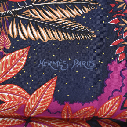 Hermes Silk Wild Singapore Scarf 90 Rouge Violet Beige 5 of 7